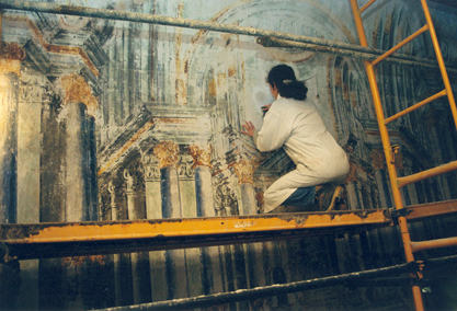 proceso restauración mural Sglo XVIII